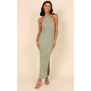 Petal & Pup Size Medium Halter Neck Oakley Crochet Midi Dress Olive Green NWOT
